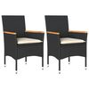 vidaXL Garden Chairs with Cushions 2 pcs Black Poly Rattan
