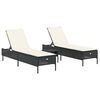 vidaXL 3 Piece Sun Lounger Set with Cushion Black Poly Rattan