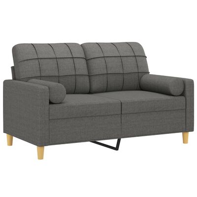 vidaXL 2-Seater Sofa with Throw Pillows Dark Grey 120 cm Fabric