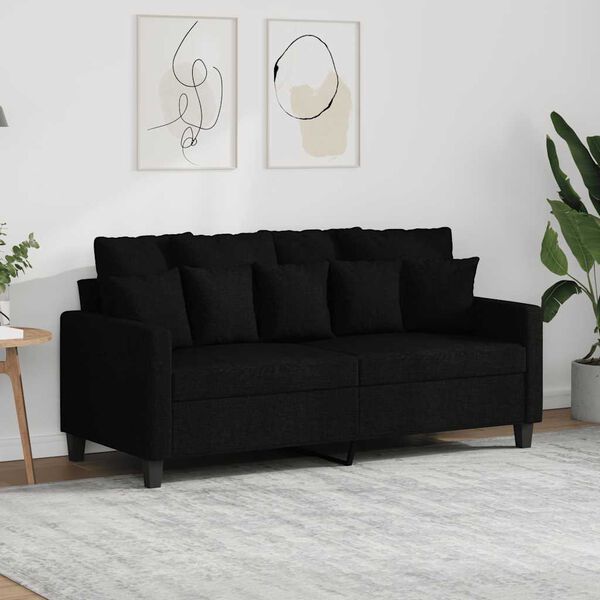 vidaXL 2-Seater Sofa Black 140 cm Fabric