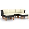 vidaXL 5 Piece Garden Lounge Set with Cushions Poly Rattan Black