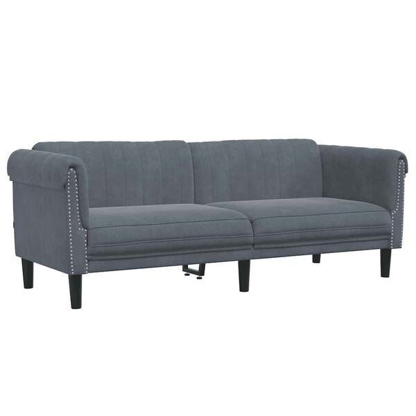 vidaXL Sofa 3-Seater Dark Grey Velvet