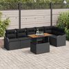 vidaXL Garden Sofa Set with Storage 7 pcs Black Poly rattan