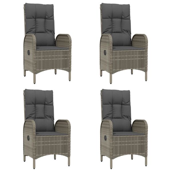 vidaXL 5 Piece Garden Dining Set with Cushions Black and Grey Poly Rattan