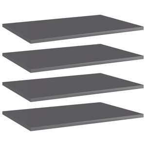 vidaXL Bookshelf Boards 4 pcs High Gloss Grey 60x40x1,5 cm Engineered Wood