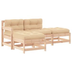 vidaXL 4 Piece Garden Lounge Set with Cushions Solid Wood
