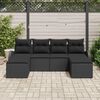 vidaXL Garden Sofa Set with Cushion 6 pcs Black Poly Rattan