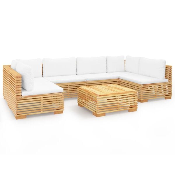 vidaXL 7 Piece Garden Lounge Set with Cushions Solid Teak Wood