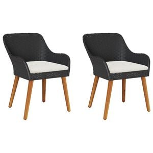 vidaXL Garden Chair 2 pcs Black Poly Rattan