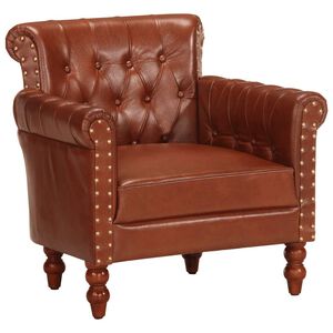 vidaXL Armchair Brown Real Goat Leather