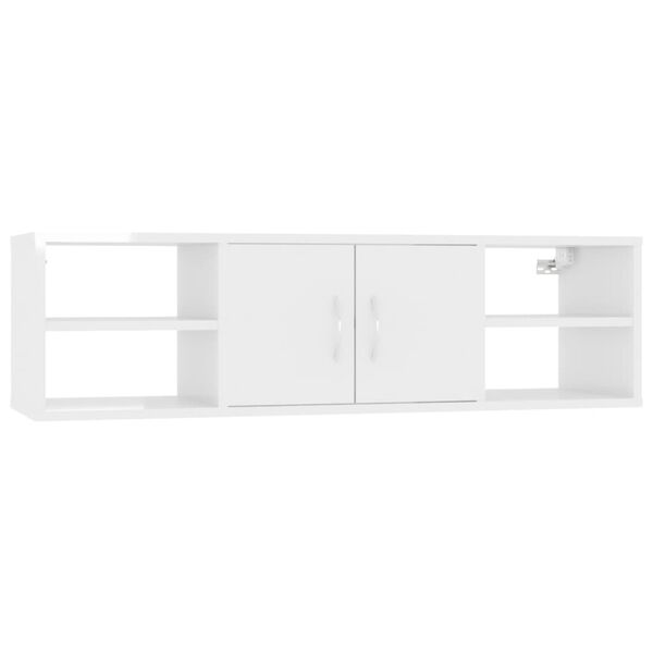 vidaXL Wall Shelf High Gloss White 102x30x29 cm Engineered Wood