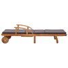 vidaXL Sun Lounger with Cushion Solid Acacia Wood