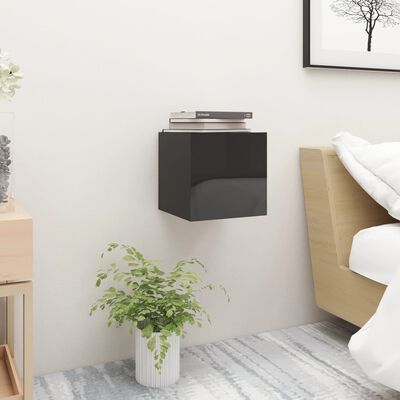 vidaXL Bedside Cabinet High Gloss Black 30.5x30x30 cm Engineered Wood