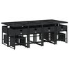 vidaXL 13 Piece Garden Dining Set with Cushions Black Poly Rattan