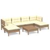 vidaXL 7 Piece Garden Lounge Set with Cushions Honey Brown Pinewood