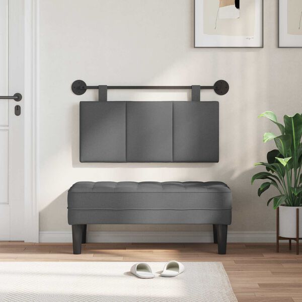 vidaXL Hanging Headboard Wall-mounted Dark Grey 100 x 55 x 5 cm Fabric