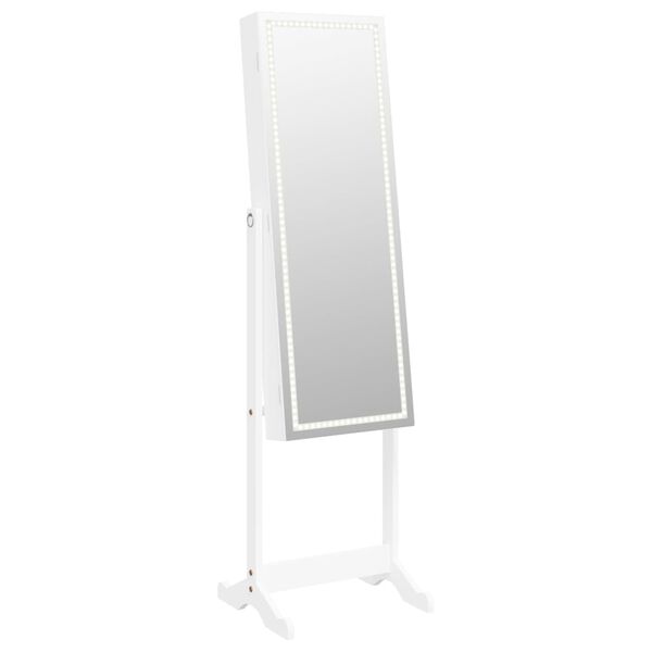 vidaXL Mirror Jewellery Cabinet with LED Lights Free Standing White