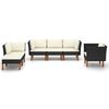vidaXL 6 Piece Garden Lounge Set Poly Rattan and Eucalyptus Wood Black