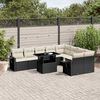vidaXL 10 Piece Garden Sofa Set with Cushions Black Poly Rattan