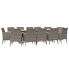 vidaXL 13 Piece Garden Dining Set with Cushions Grey