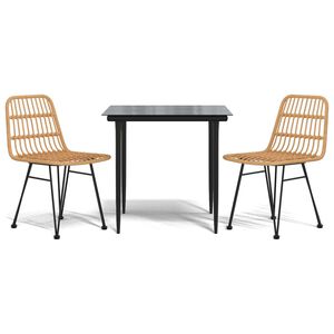 vidaXL 3 Piece Garden Dining Set Poly Rattan