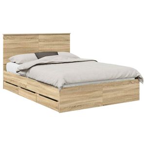 vidaXL Bed Frame with Drawer Sonoma Oak 135 x 190 cm Engineer Wood