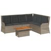 vidaXL 5 Piece Garden Lounge Set with Cushions Grey Poly Rattan