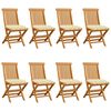 vidaXL Folding Chairs with Cream White Cushions 8 pcs Solid Teak Wood