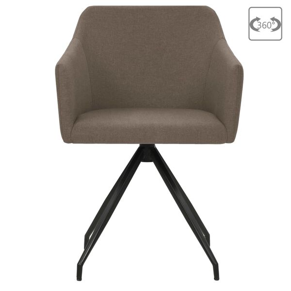 vidaXL Swivel Dining Chairs 2 pcs Taupe Fabric