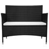 vidaXL 2 Piece Garden Lounge Set with Cushion Poly Rattan Black