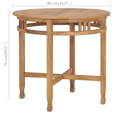 vidaXL Dining Table ? 80 cm Solid Teak Wood