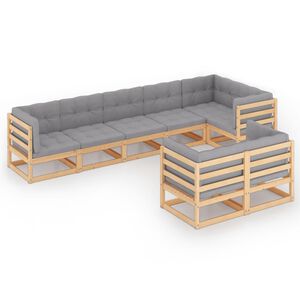 vidaXL 8 Piece Garden Lounge Set with Cushions Solid Pinewood