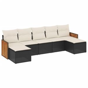 vidaXL 7 Piece Garden Sofa Set with Cushions Black Poly Rattan