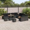 vidaXL Garden Sofa Set with Cushion 17 pcs Black Poly Rattan