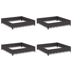 vidaXL Lawn Edging 4 pcs 100 x 100 x 20 cm Steel Black