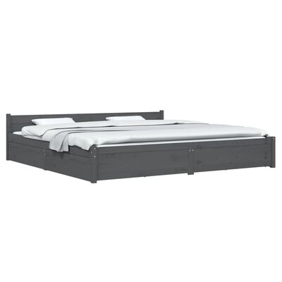 vidaXL Bed Frame with Drawers Grey 180x200 cm Super King Size