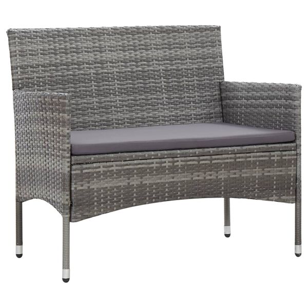 vidaXL 4 Piece Garden Lounge Set with Cushions Poly Rattan Grey