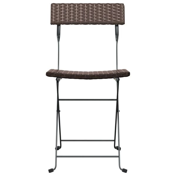 vidaXL Folding Bistro Chairs 8 pcs Brown Poly Rattan and Steel
