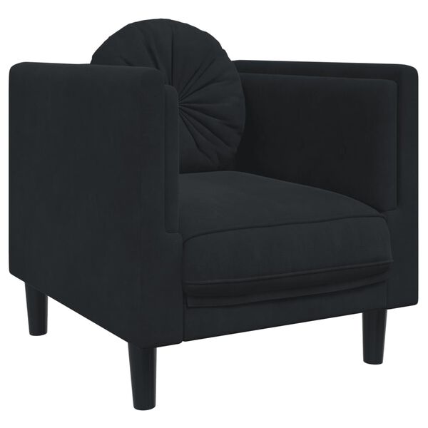 vidaXL 3 Piece Sofa Set with Pillows Black Velvet