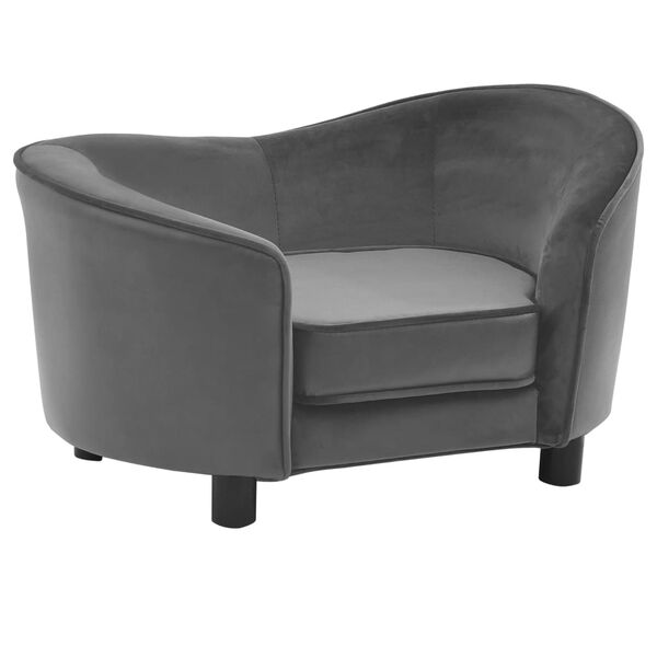 vidaXL Dog Sofa Grey 69x49x40 cm Plush and Faux Leather