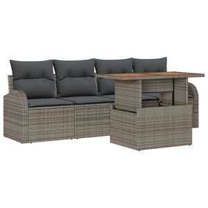 vidaXL Garden Sofa Set with Storage 5 pcs Grey Poly rattan