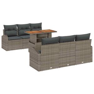 vidaXL Garden Sofa Set with Storage 7 pcs Grey Poly rattan