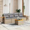 vidaXL 5 Piece Garden Sofa Set with Cushions Beige Poly Rattan