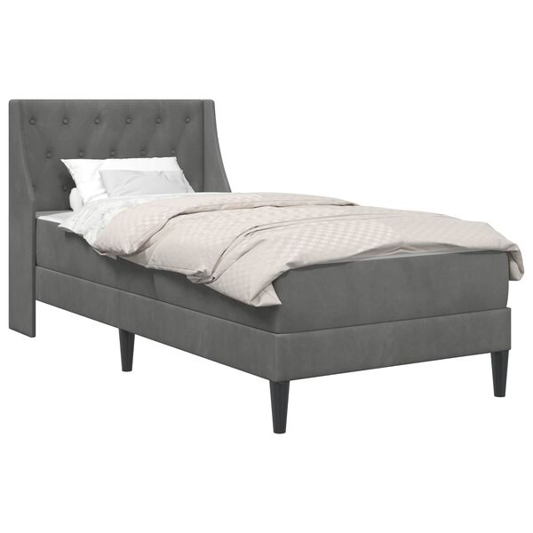 vidaXL Bed Frame with Mattress Dark Grey 90 x 200 cm Velvet