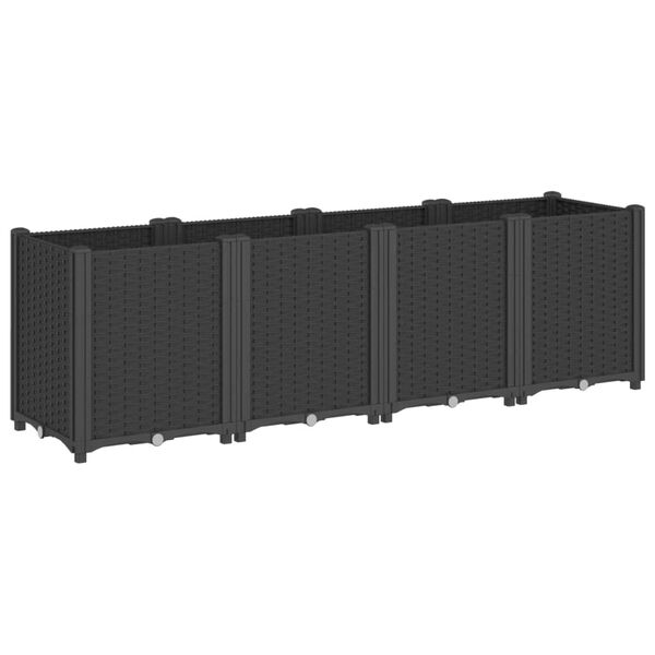 vidaXL Garden Planter Black 160x40x53 cm PP