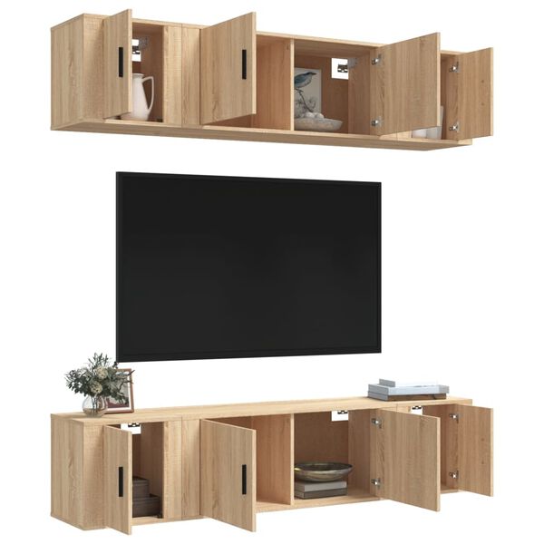 vidaXL 6 Piece TV Cabinet Set Sonoma Oak Engineered Wood