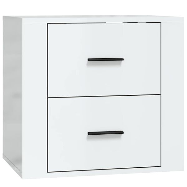 vidaXL Wall-mounted Bedside Cabinet High Gloss White 50x36x47 cm