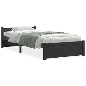 vidaXL Bed Frame without Mattress Black Solid Wood 90x190 cm Single