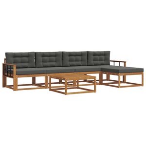 vidaXL Outdoor Sofa Set 6 pcs Natural and Anthracite