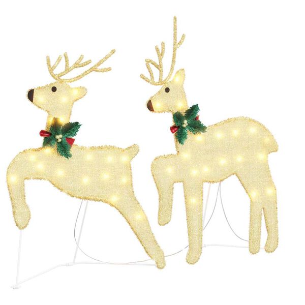vidaXL LED Reindeers 4 pcs Gold Fabric